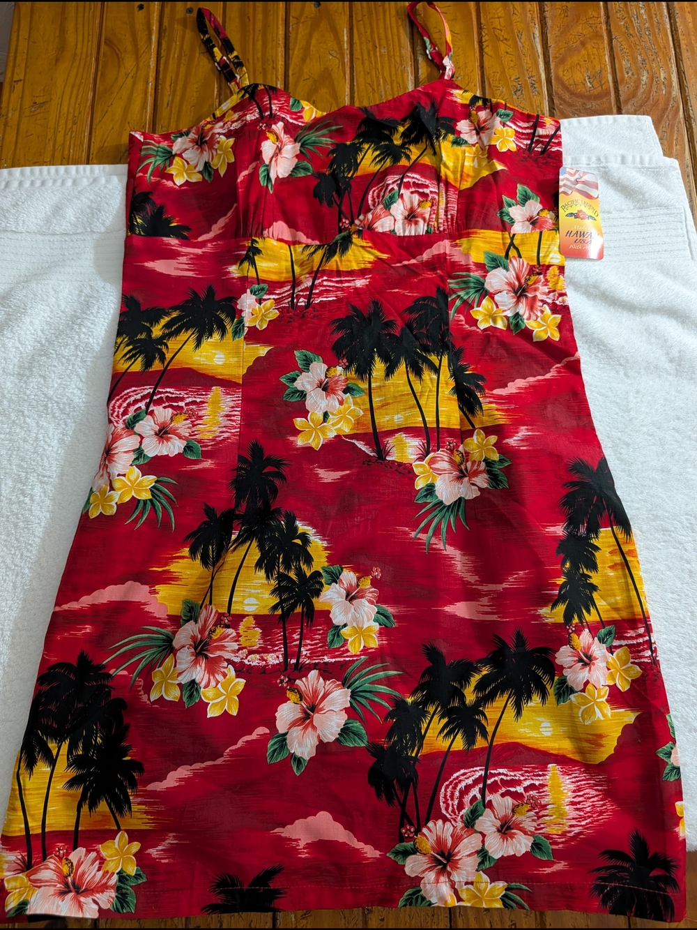 Red Tropical Floral Midi Skirt Dress - Pacific Legend Made In The USA
